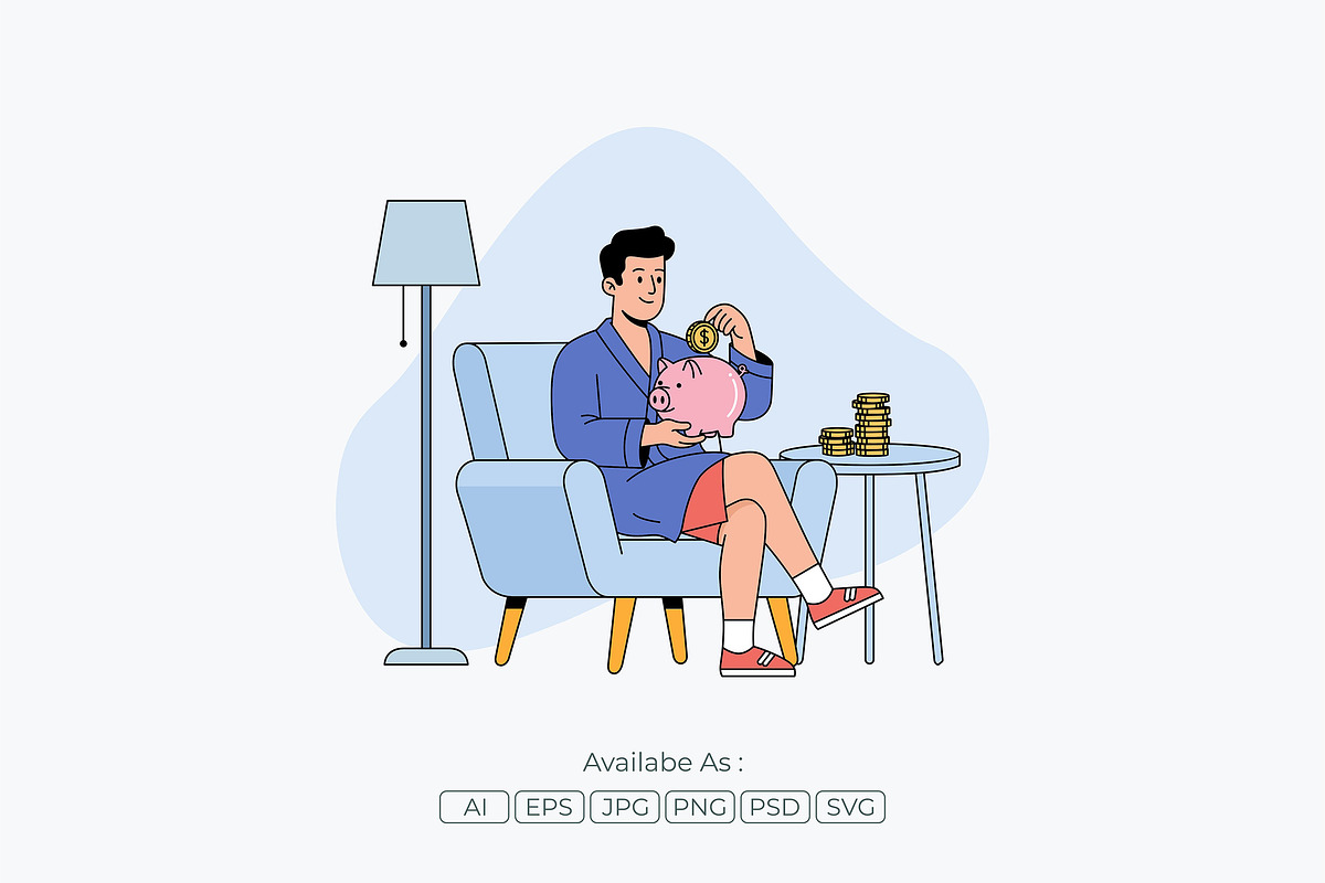 Guy Saving Money Illustration, a Person Illustration by Partikusi Design (Photo 2 of 3)