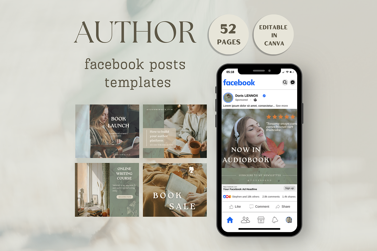 Author Facebook post template, a Social Media Template by Petite Zakka Boutique (Photo 1 of 7)