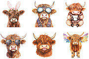 Funny Highland Cow Clipart Bundle, an Illustration by DreamArtGraphic (Thumbnail 3 of 4)