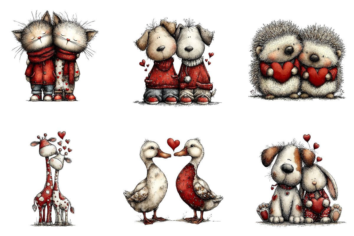 Whimsical Valentine Animal Couples, an Illustration by CreationArt (Photo 6 of 6)