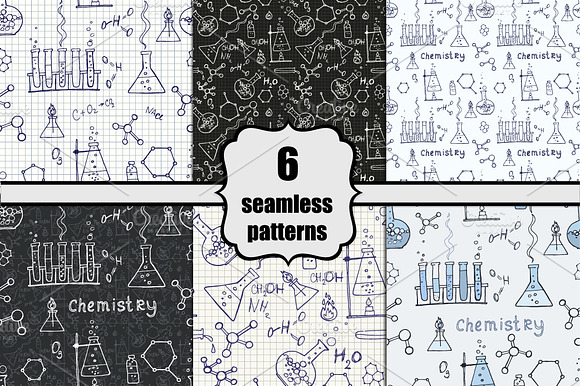 chemistry doodle seamless patterns preview 6