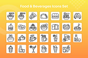 Food & Beverages Icons Set - Line, an Outline Icon by Kmg Design (Thumbnail 2 of 2)