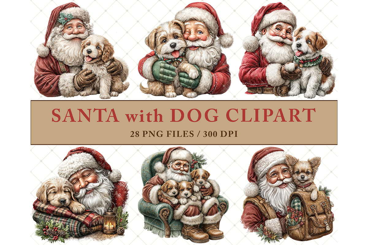 Santa With Dog Clipart PNG, a Seasonal Illustration by Memories By Lea (Photo 4 of 19)