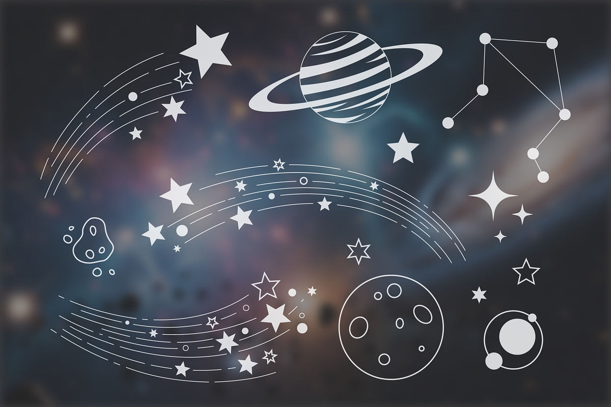 Celestial Icons and Star Trails, an Object Illustration by Saba Vector (Photo 3 of 3)