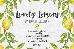 Lovely Lemons. Watercolor collection