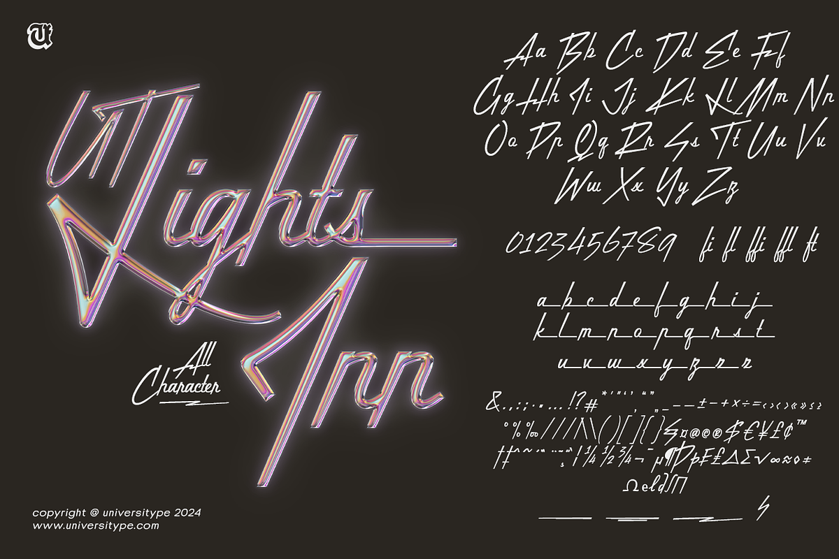 UT Lights Inn - A Retro Script, a Script Font by Universitype (Photo 2 of 7)