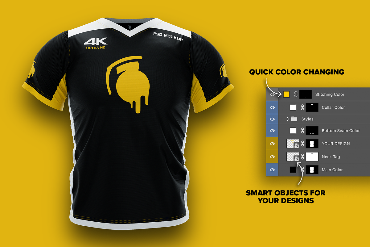 4K Esports Jersey Design Mockup, a Shirt Mockup by Creative Grenade (Photo 2 of 5)