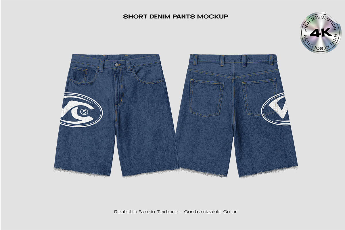 Short denim pants mockup, a Bottom Mockup by Voyage Studio (Photo 2 of 3)
