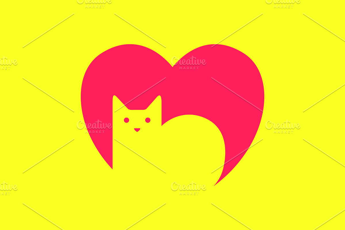 pets cat lover heart shape logo, a Branding & Logo Template by devastd
