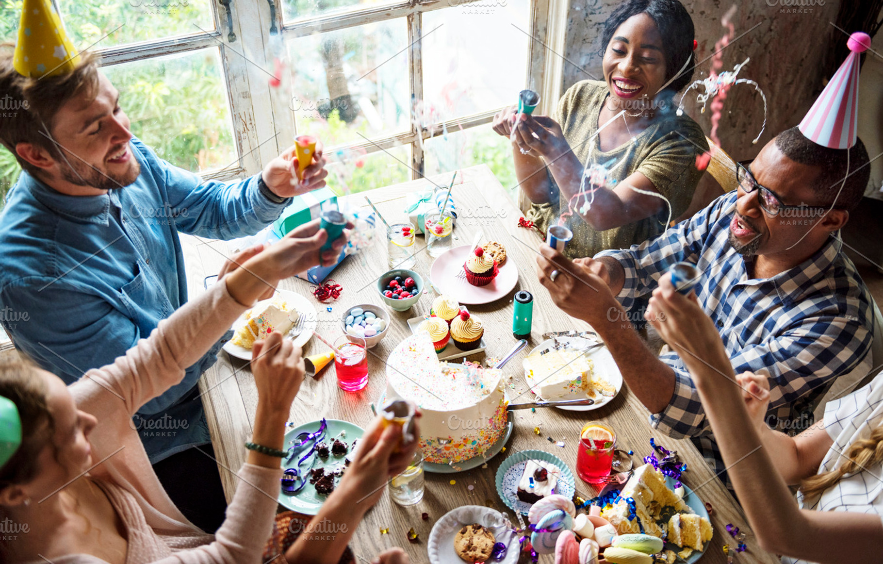 People Using Party Popper, a Person Photo by rawpixel | Creative Market
