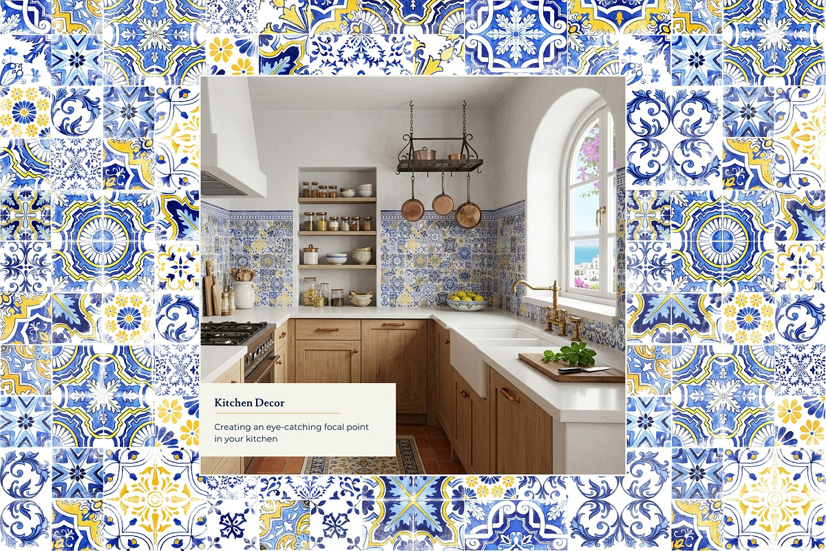 Azulejo Tiles Wall Mural Print, a Wallpaper Graphic by ilonitta (Photo 7 of 10)