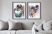 DOG & PEOPLE watercolor clipart, an Animal Illustration by Elena_Sedova (Thumbnail 4 of 8)