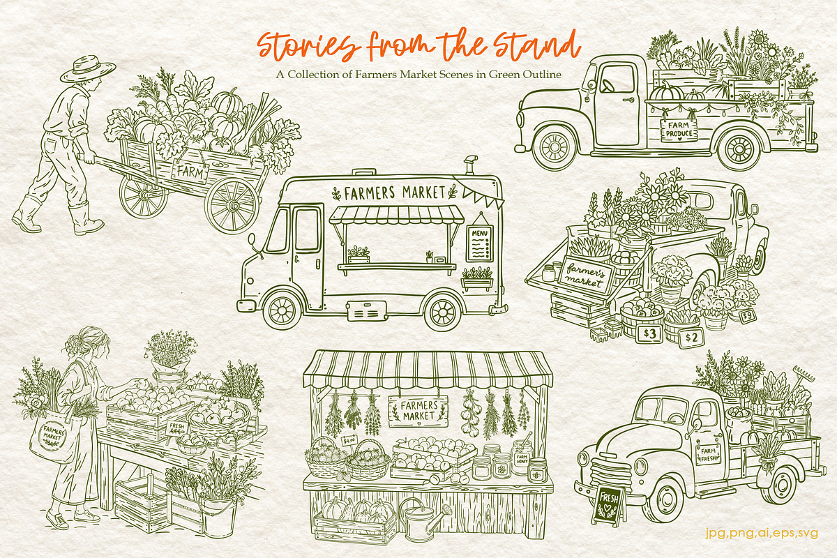 Farmers Market Clipart Naive Vector, a Food Illustration by SunnJaneArt (Photo 7 of 18)