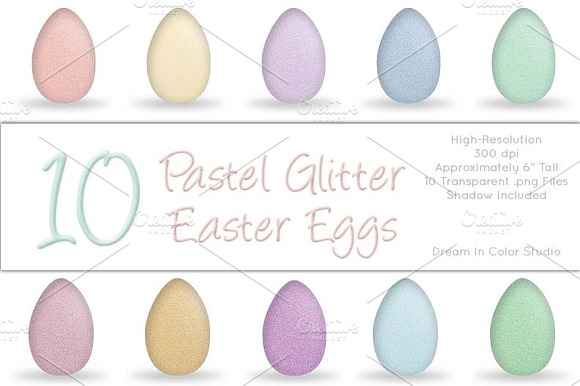 10 Spring Pastel Glitter Easter Eggs