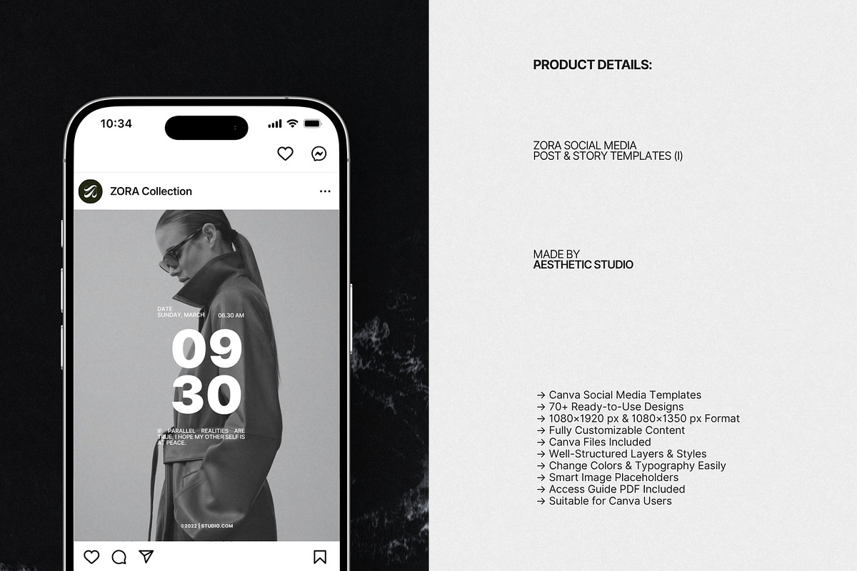 ZORA | Instagram Post & Story (I), a Social Media Template by The Aesthetic Studio (Photo 8 of 10)