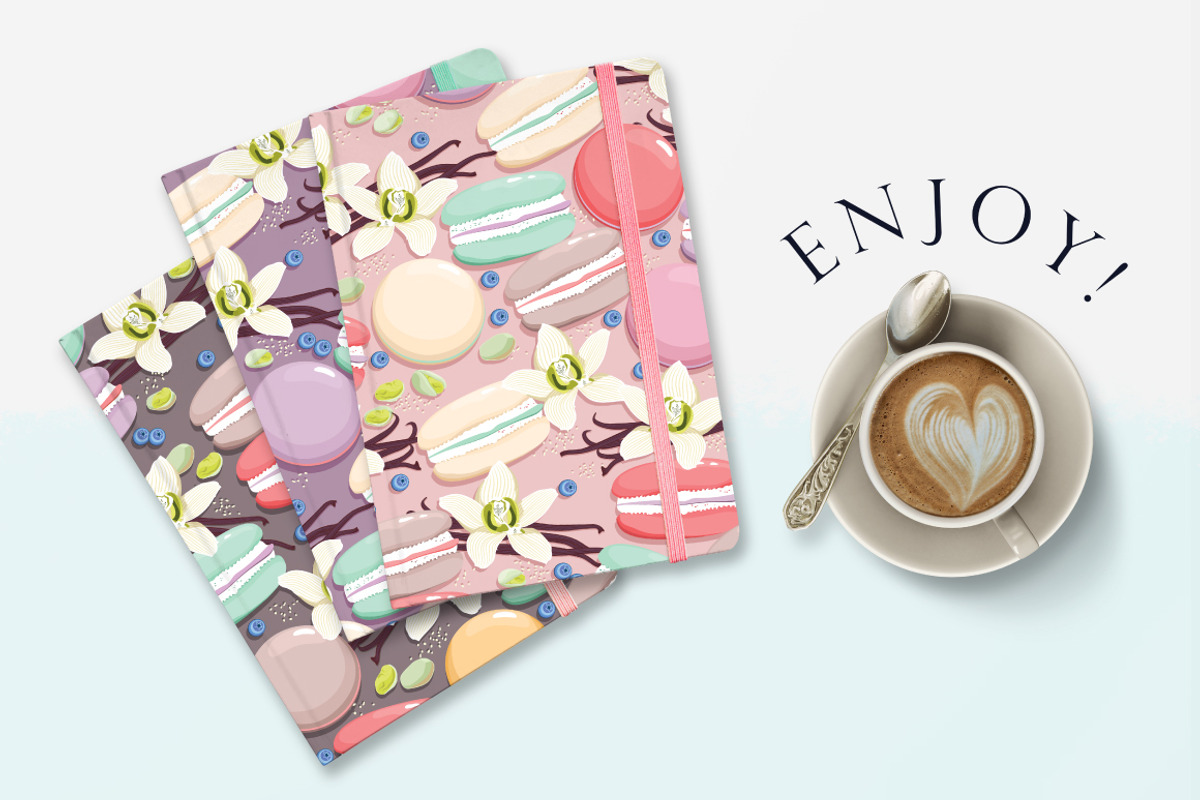Macaron and Vanilla flowers, a Pattern Graphic by Yummy (Photo 7 of 7)