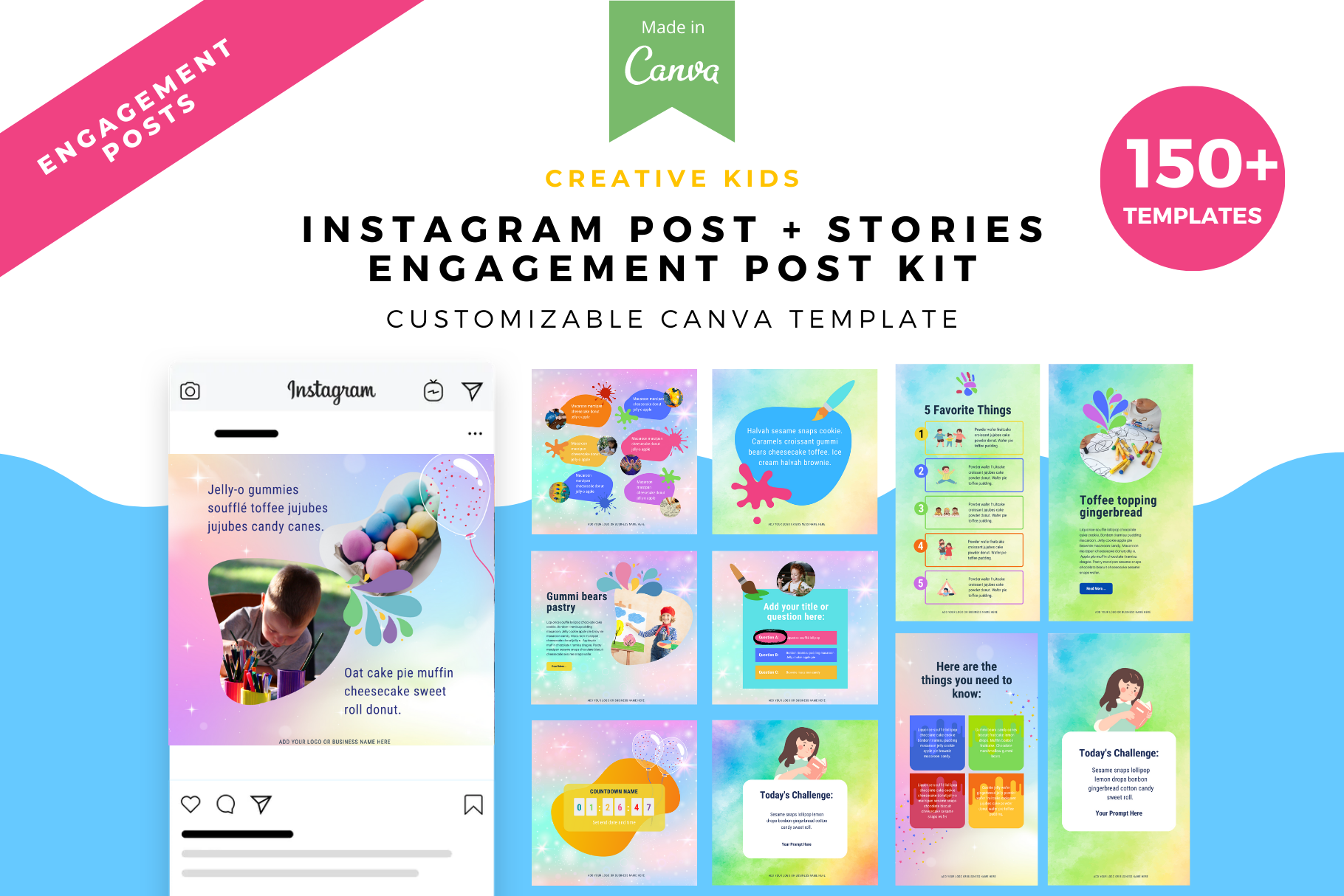 Creative kids, Instagram Canva template | Creative Market