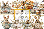 Watercolor Bunny Tea Party Clipart, an Illustration by NiiiNArt (Thumbnail 6 of 10)