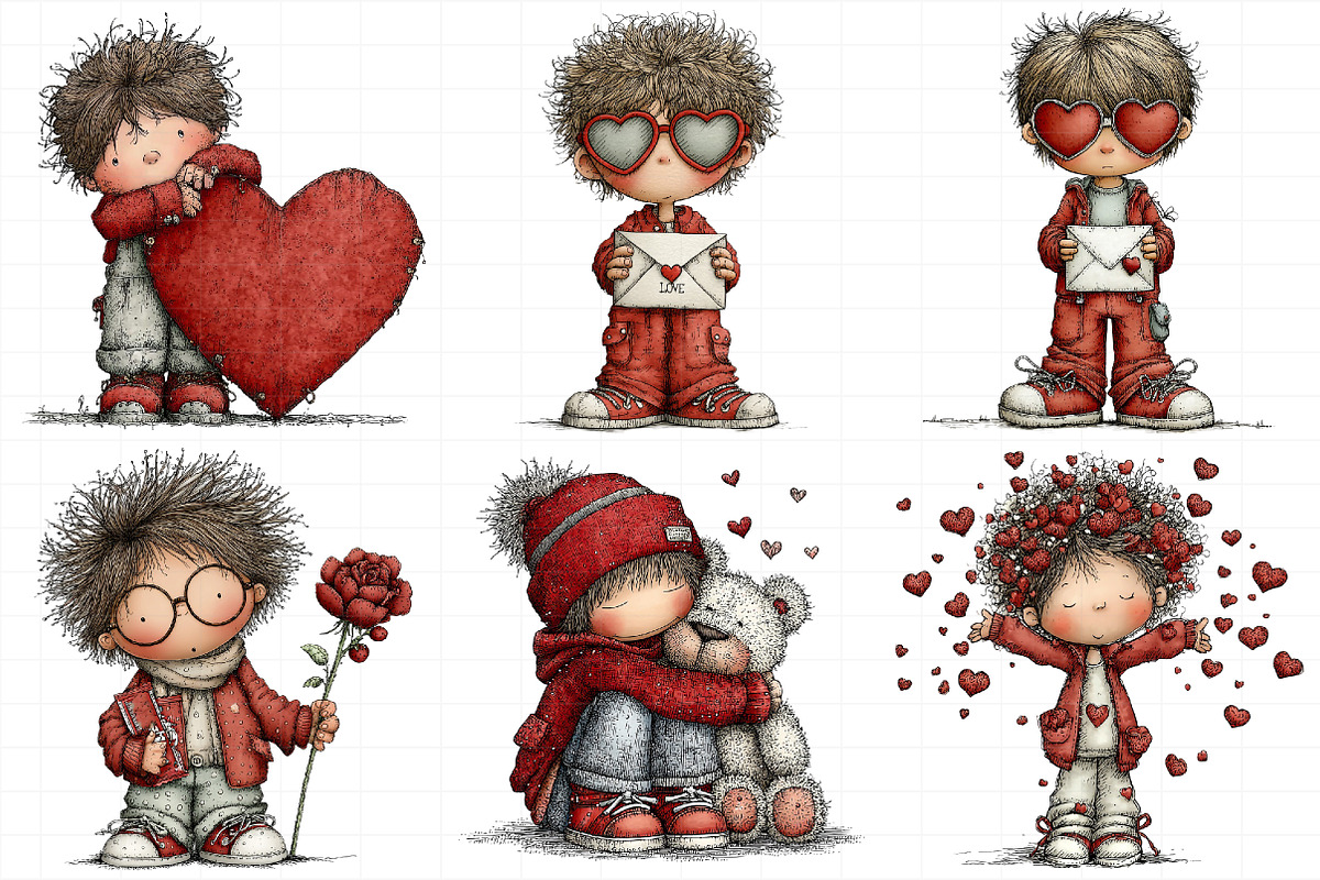 Quirky Valentine Boy Clipart, an Illustration by Daily.Designs (Photo 7 of 7)