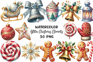 Glitter Christmas Elements Sublimati, an Illustration by CraftArtStudio