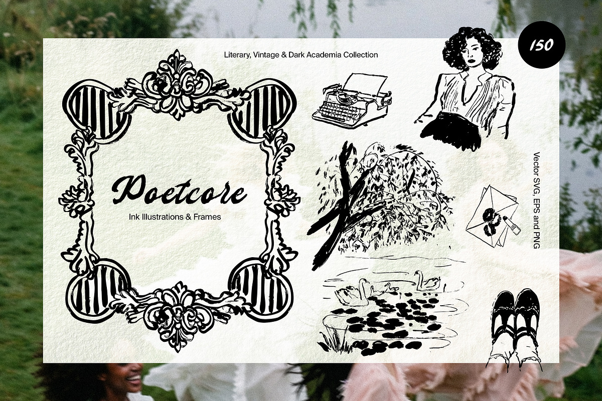 Poetcore: Ink Illustrations & Frames, a Decorative Illustration by divanovskaya_nv (Photo 1 of 23)