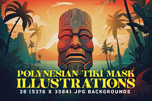 28 Polynesian Tiki Mask Illustration