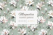 Watercolor Magnolia Patterns, a Pattern Graphic by Holovei (Thumbnail 9 of 10)