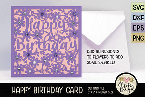 Floral Birthday Card SVG Cut Files