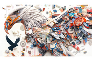 Collage Art Of An Eagle Made From