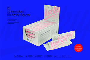 Display Box And Snack Bars Mockup