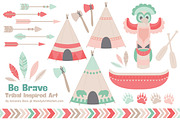 Mint & Coral Tribal Vector Clip Art, an Illustration by Amanda Ilkov (Thumbnail 1 of 4)