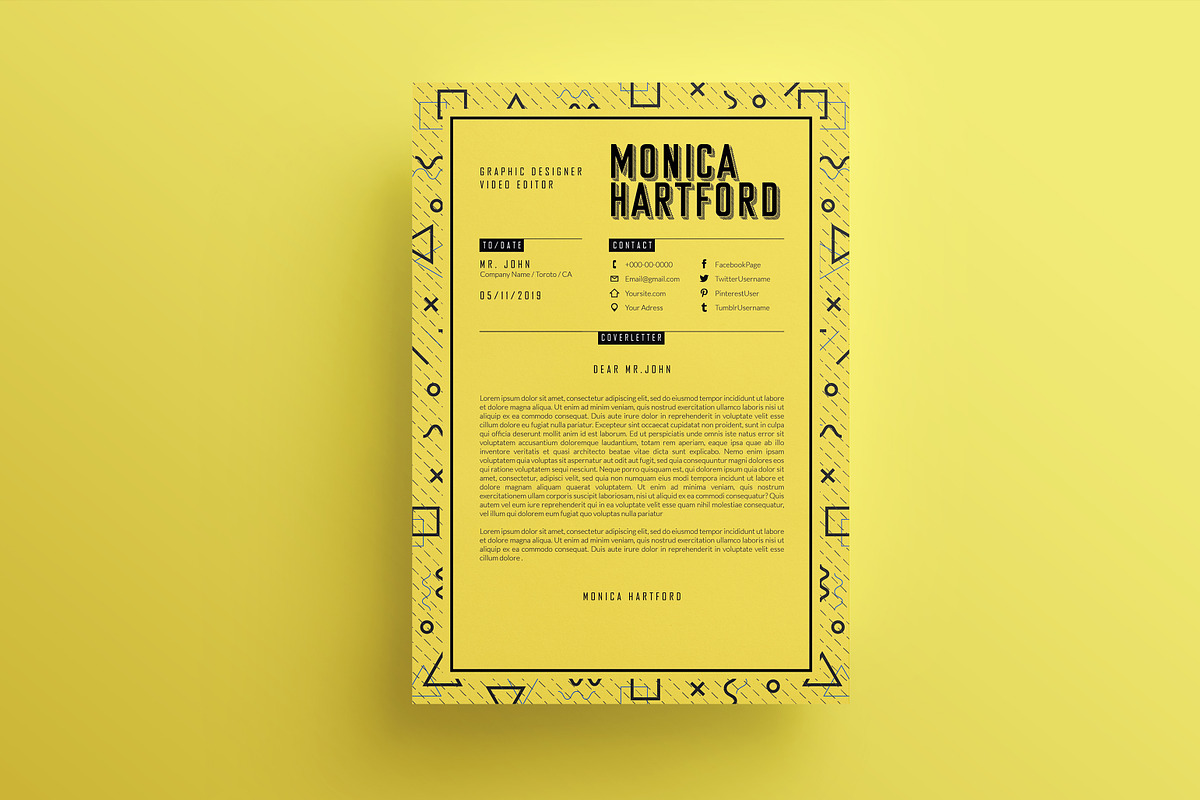 Retro Resume Template /Coverletter M, a Resume Template by Showy68 Template (Photo 4 of 5)