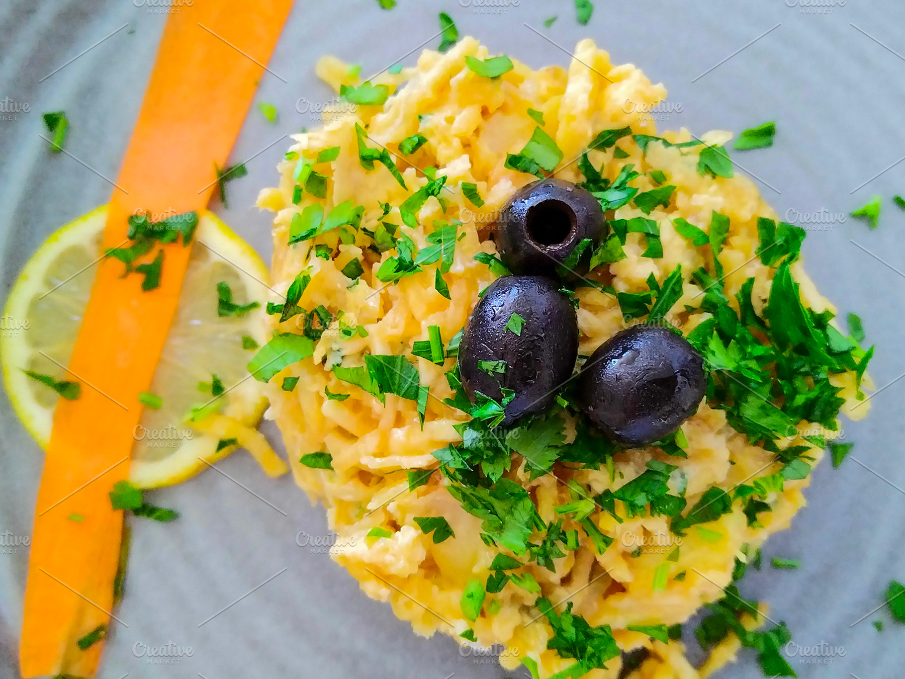 Indian curry with rice on rustic table, a Food & Drink Photo by DanFLCreativo