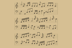 Music Note Set And Sheet Pattern