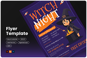 Witch Night Party Halloween Flyer, a Flyer Template by Annora Studio (Thumbnail 1 of 5)