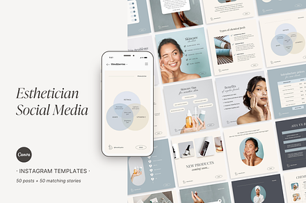 Canva Beauty Instagram Template Pack, a Social Media Template by LiliesandBerries