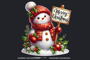 Rustic Christmas Snowman Clipart Set