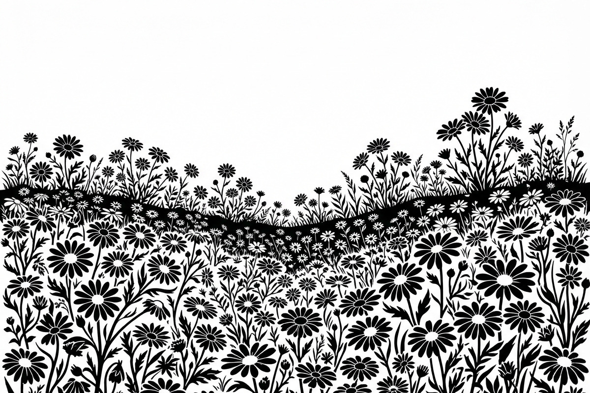 60 Daisy Flower Field Silhouette, a Seasonal Illustration by Amazin_art (Photo 11 of 22)