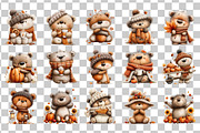 Cute Autumn Bear PNG Clipart Bundle, a Seasonal Illustration by Nicolle's Colorful Art (Thumbnail 3 of 5)