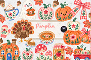 Pumpkin Turkey Fall Clipart, a Decorative Illustration by BigCakeBee (Thumbnail 1 of 3)