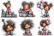 Whimsical Birthday Kids Clipart PNG, an Illustration by Craft Nest (Thumbnail 3 of 8)