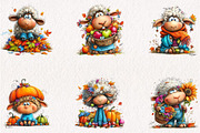 Autumn Sheep Watercolor Clipart, a Seasonal Illustration by CreationArt (Thumbnail 5 of 5)