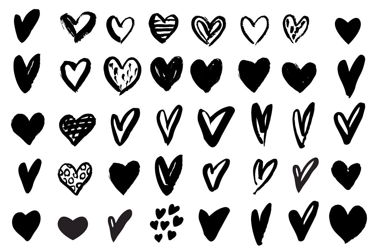 Set grunge hand drawn hearts, a Graphic by Cozy pattern shop (Photo 2 of 2)