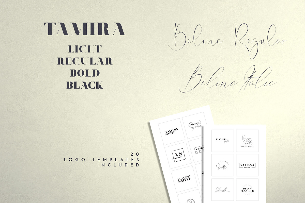 Belinda Tamira - Font duo + 20 Logos preview 2