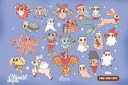 Cryptids love Christmas, a Seasonal Illustration by Huxmay (Thumbnail 3 of 8)