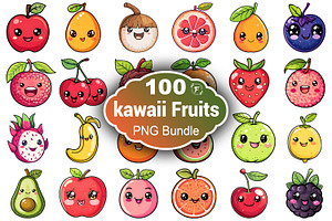 kawaii Fruits Clipart, an Illustration by Forhadx5