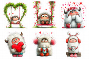 Watercolor Valentine Cute Yeti Clipa, an Illustration by Daily.Designs (Thumbnail 6 of 7)