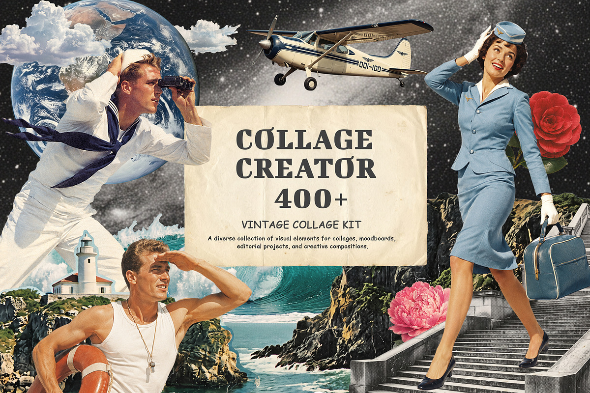 Vintage Collage Creator 400+ Assets, an Object Graphic by DreamoraArt (Photo 1 of 18)