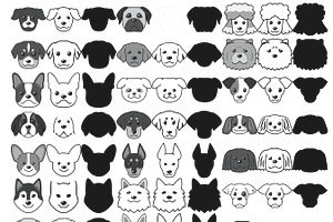 Cartoon Dog Head/Faces Set 1