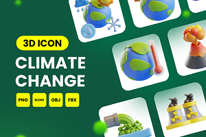 3D Climate Change Icons